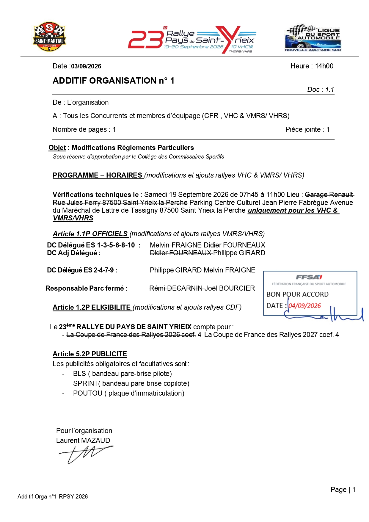 Additif Orga 1-RPSY 2026